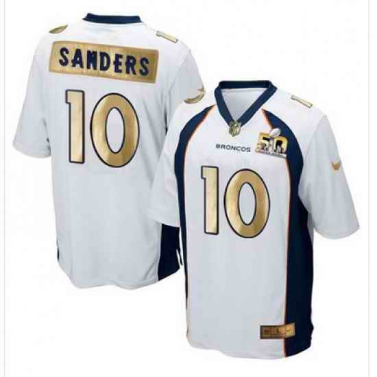 Nike Broncos #10 Emmanuel Sanders White Mens Stitched NFL Game Super Bowl 50 Collection Jersey